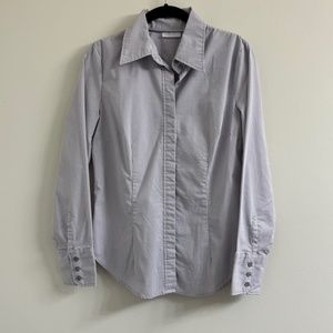 New York and Company Purple/White Striped Button Down Shirt